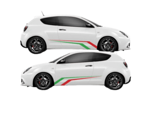 Fasce adesive dx e sx bandiera italia in vinile compatibile con auto - immagine 2