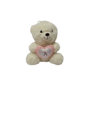 Orso in peluche con cuore personalizzabile con iniziale nome