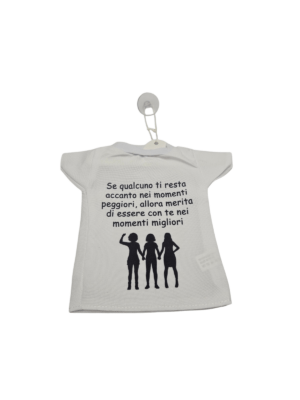 Mini T-Shirt per auto personalizzata con frase dedicata all'amicizia idea regalo