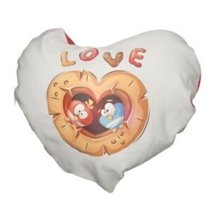 Cuscino cuore personalizzato con immagine uccellini idea regalo