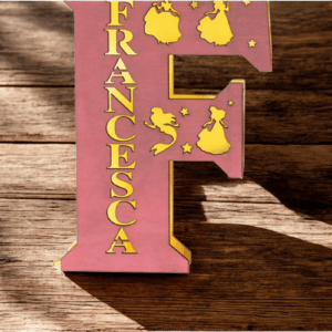 Lampada in legno forma lettera personalizzata favola idea regalo - immagine 3