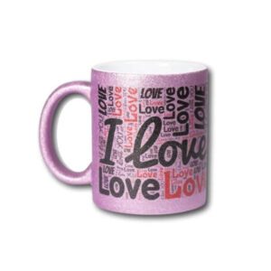 Tazza in ceramica con effetto glitter personalizzata con frase idea regalo