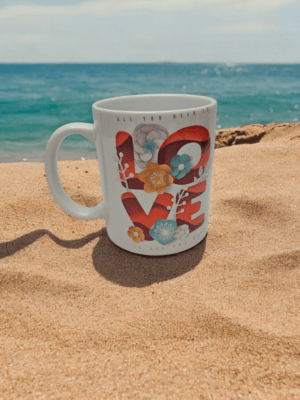 Tazza idea regalo personalizzata con immagine love e fiori - immagine 4