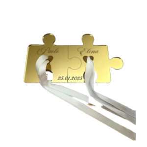 Puzzle portafedi in plexiglas oro personalizzabile inciso con nomi e data