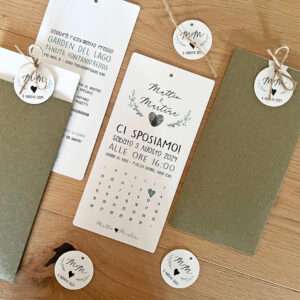 Invito matrimonio modello segnalibro completo di busta e calendario personalizzabile - immagine 3