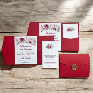 Invito matrimonio modello fiori 2 completo di busta e chiusura ceralacca personalizzabile - immagine 3